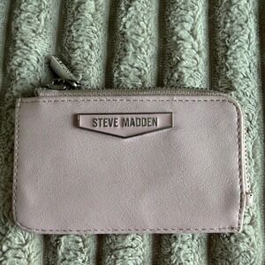 Steve Madden Pink Faux Leather Zip Card Case Wallet with 4 Card Slots